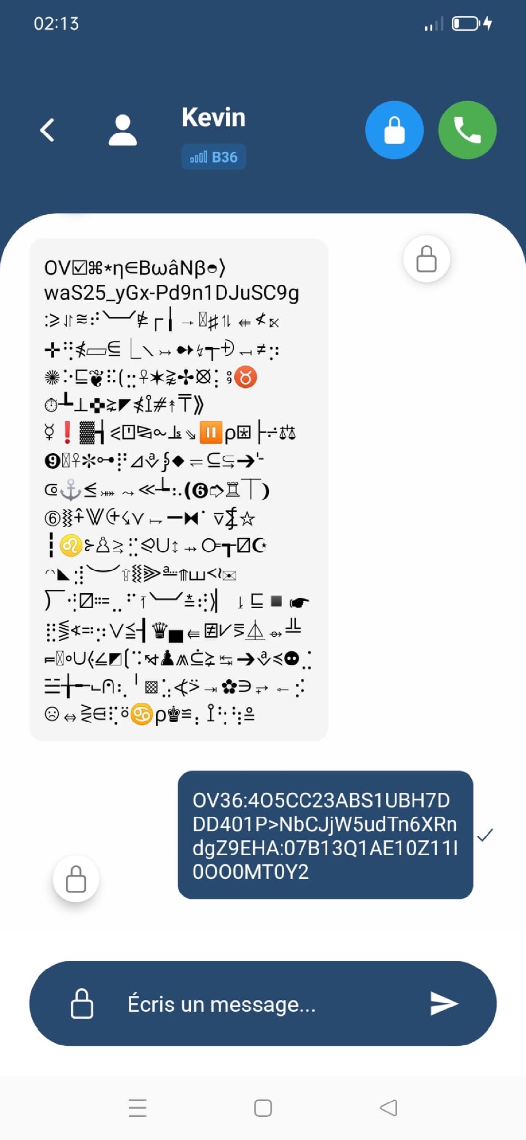 OV Message - Chat chiffré avec symboles OV