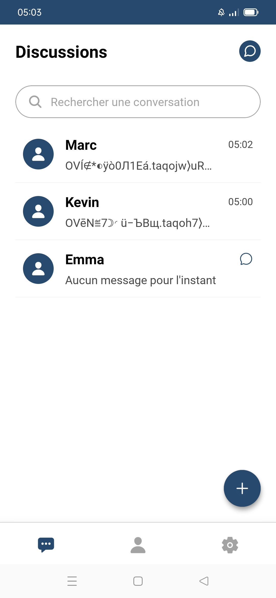 OV Message - Liste des discussions