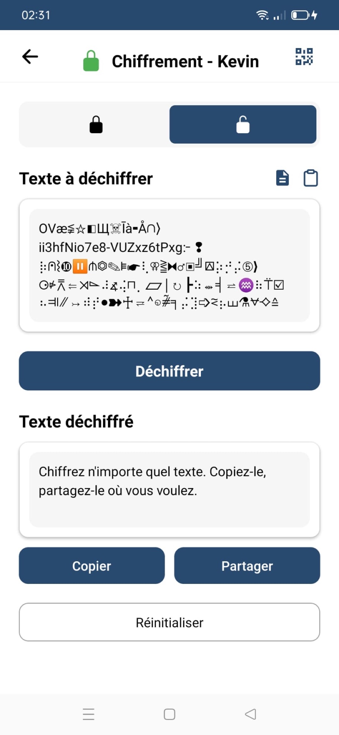 OV Message - Déchiffrement universel